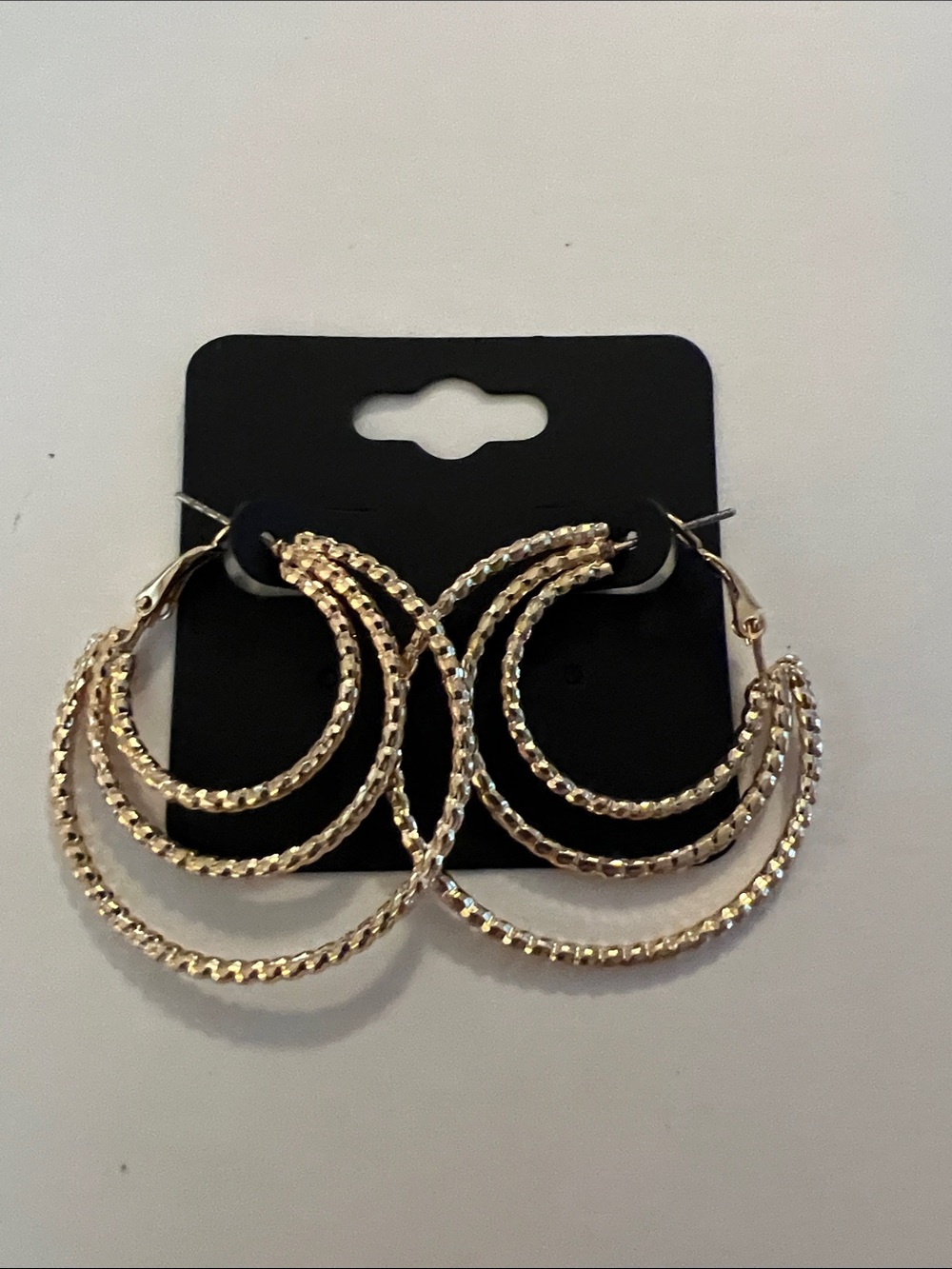 Gold Multi-Hoop Textured Earrings